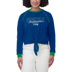 Seattle Seahawks WEAR by Erin Andrews Women's Tie-Front Long Sleeve T-Shirt Royal