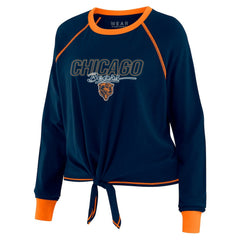 Chicago Bears WEAR by Erin Andrews Women's Tie-Front Long Sleeve T-Shirt Navy