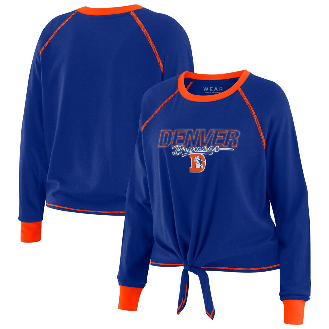 Denver Broncos WEAR by Erin Andrews Women's Tie-Front Long Sleeve T-Shirt Royal