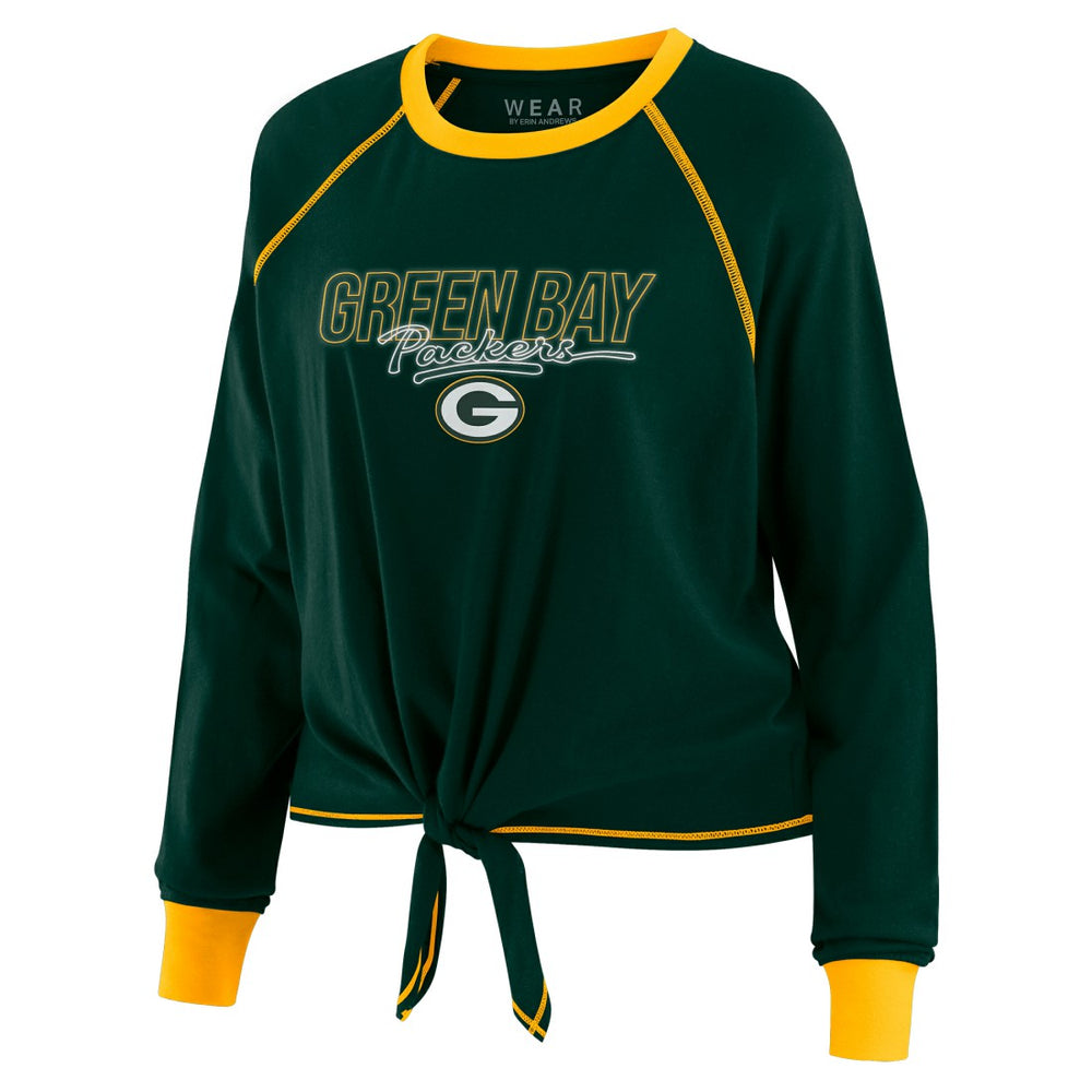 Green Bay Packers WEAR by Erin Andrews Women's Tie-Front Long Sleeve T-Shirt Green