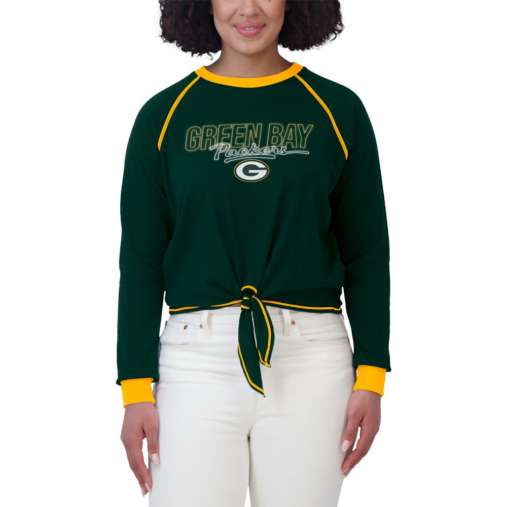 Green Bay Packers WEAR by Erin Andrews Women's Tie-Front Long Sleeve T-Shirt Green