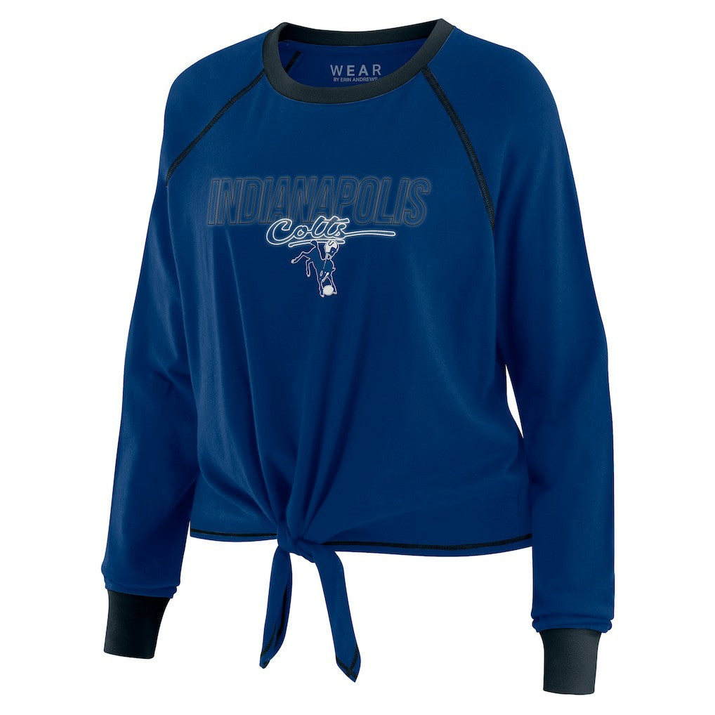 Indianapolis Colts WEAR by Erin Andrews Women's Tie-Front Long Sleeve T-Shirt Royal