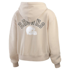 Cleveland Browns WEAR by Erin Andrews Women's Tonal Full-Zip Hoodie Oatmeal