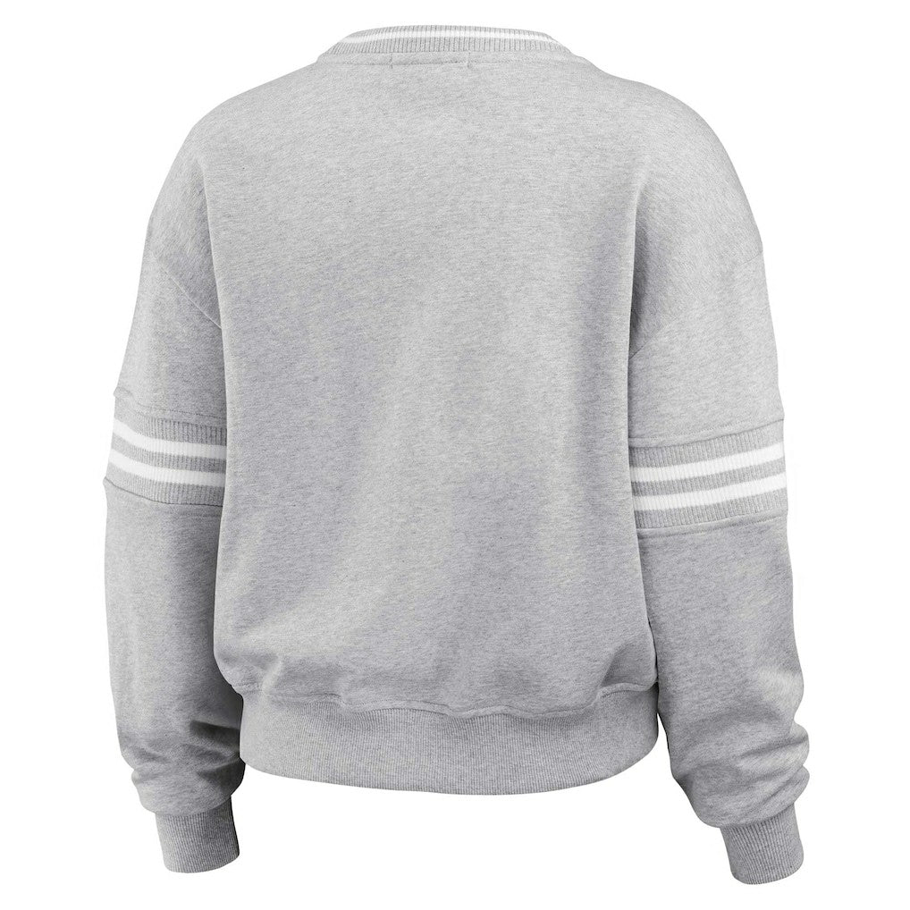 Miami Dolphins WEAR by Erin Andrews Women's Cropped Pullover Sweatshirt Heather Gray