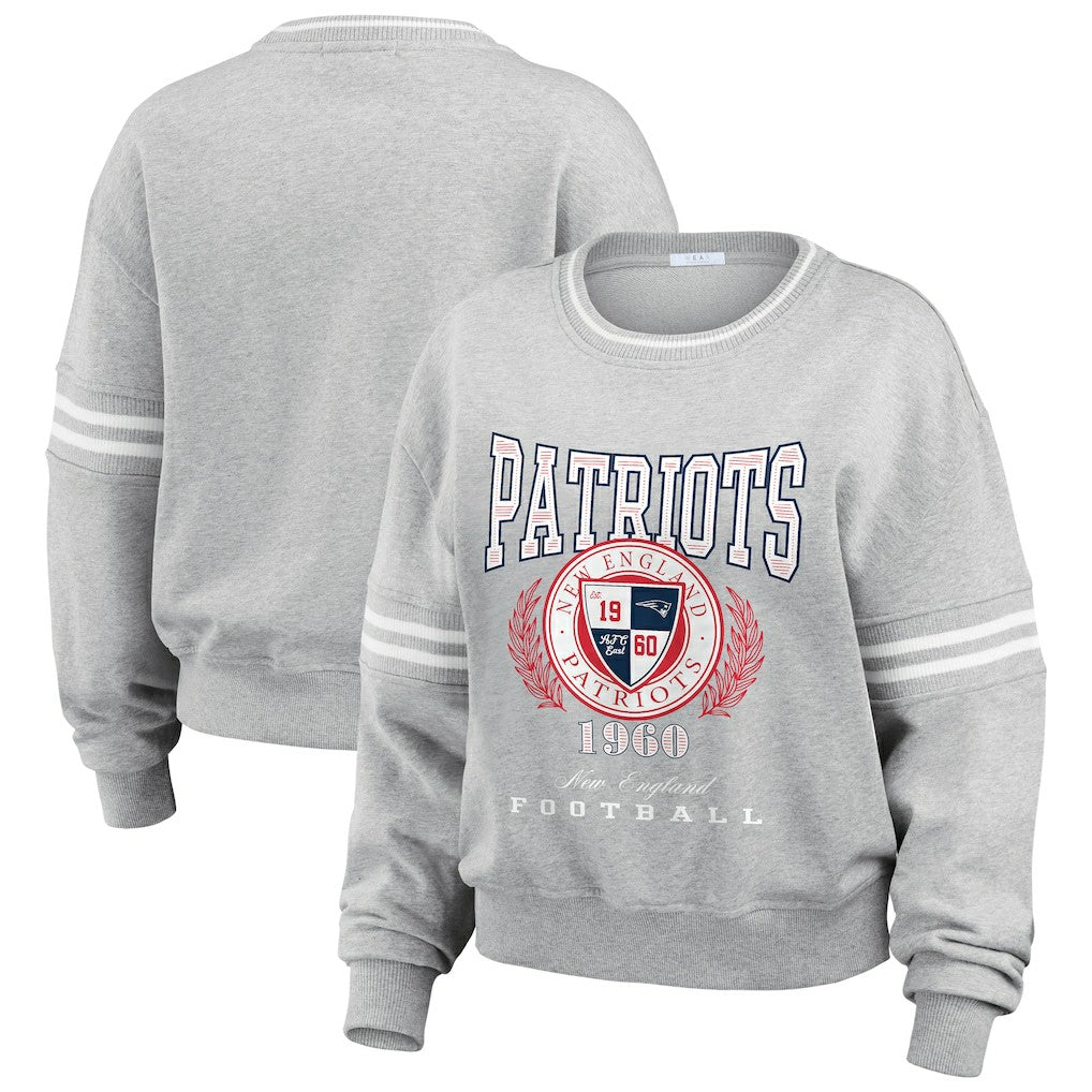 New England Patriots WEAR by Erin Andrews Women's Pullover Sweatshirt Heather Gray