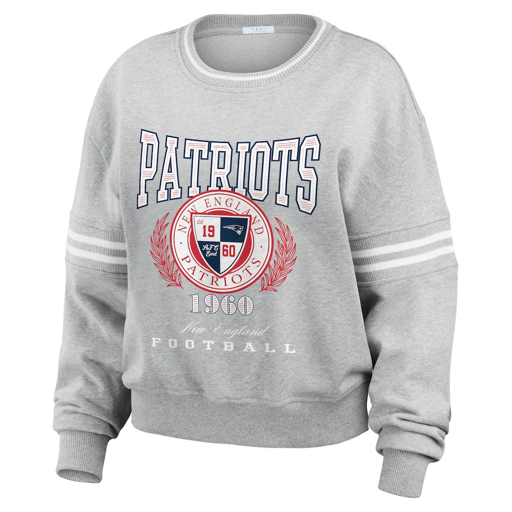 New England Patriots WEAR by Erin Andrews Women's Pullover Sweatshirt Heather Gray
