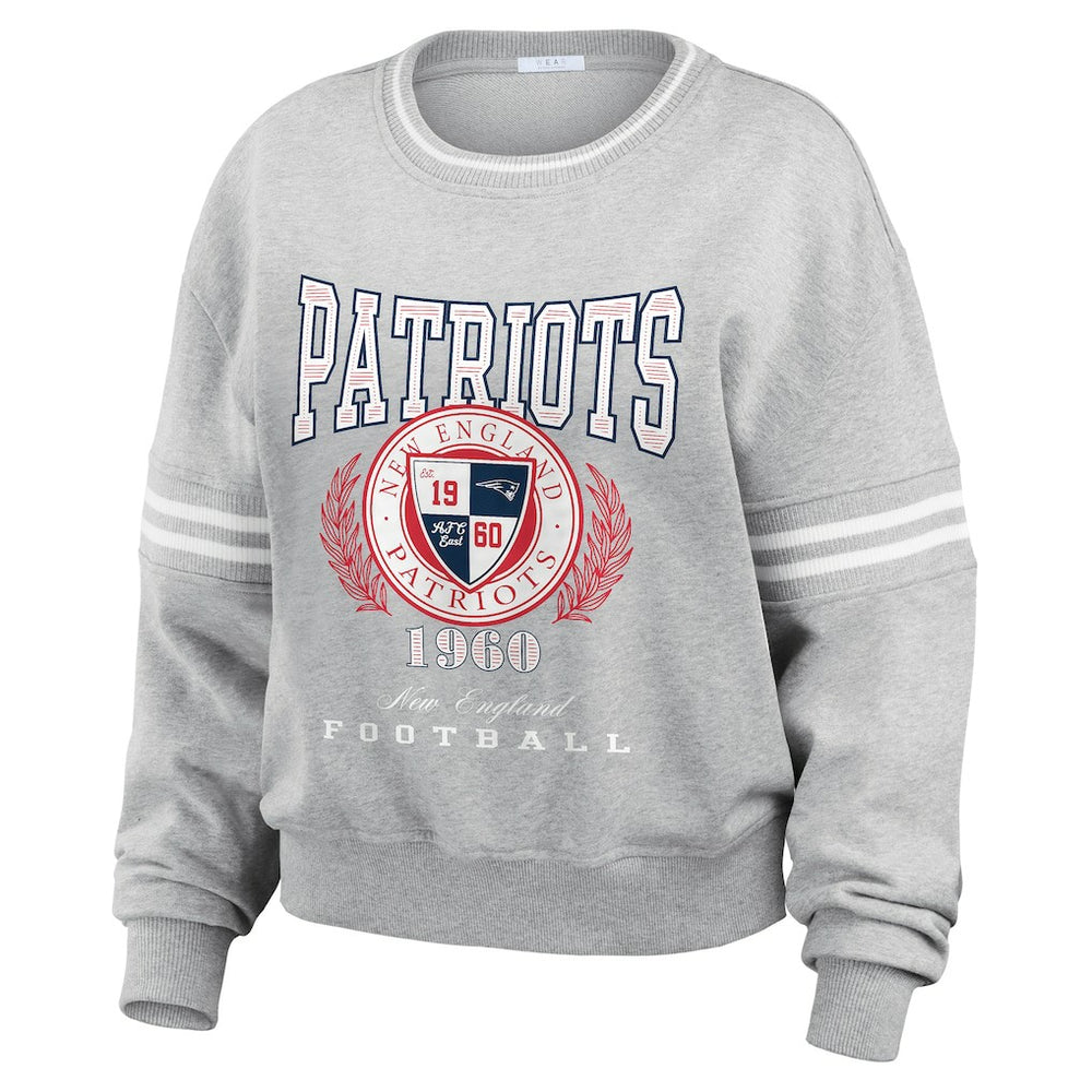 New England Patriots WEAR by Erin Andrews Women's Pullover Sweatshirt Heather Gray