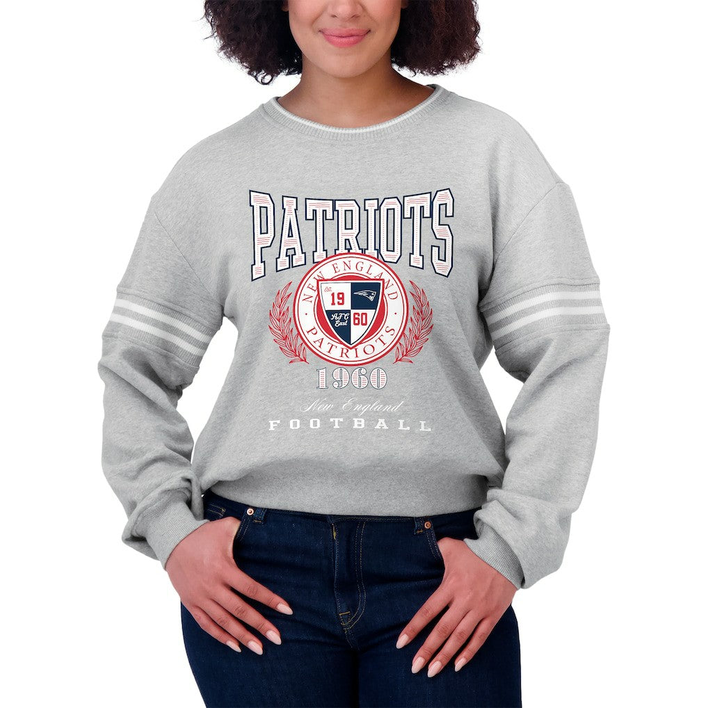 New England Patriots WEAR by Erin Andrews Women's Pullover Sweatshirt Heather Gray