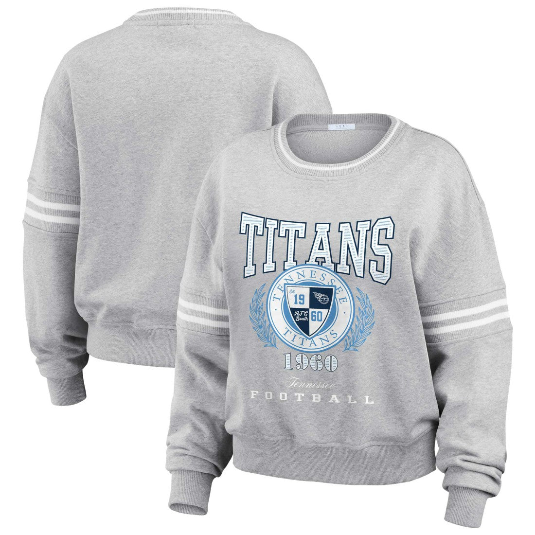 Tennessee Titans WEAR by Erin Andrews Women's Cropped Pullover Sweatshirt Heather Gray