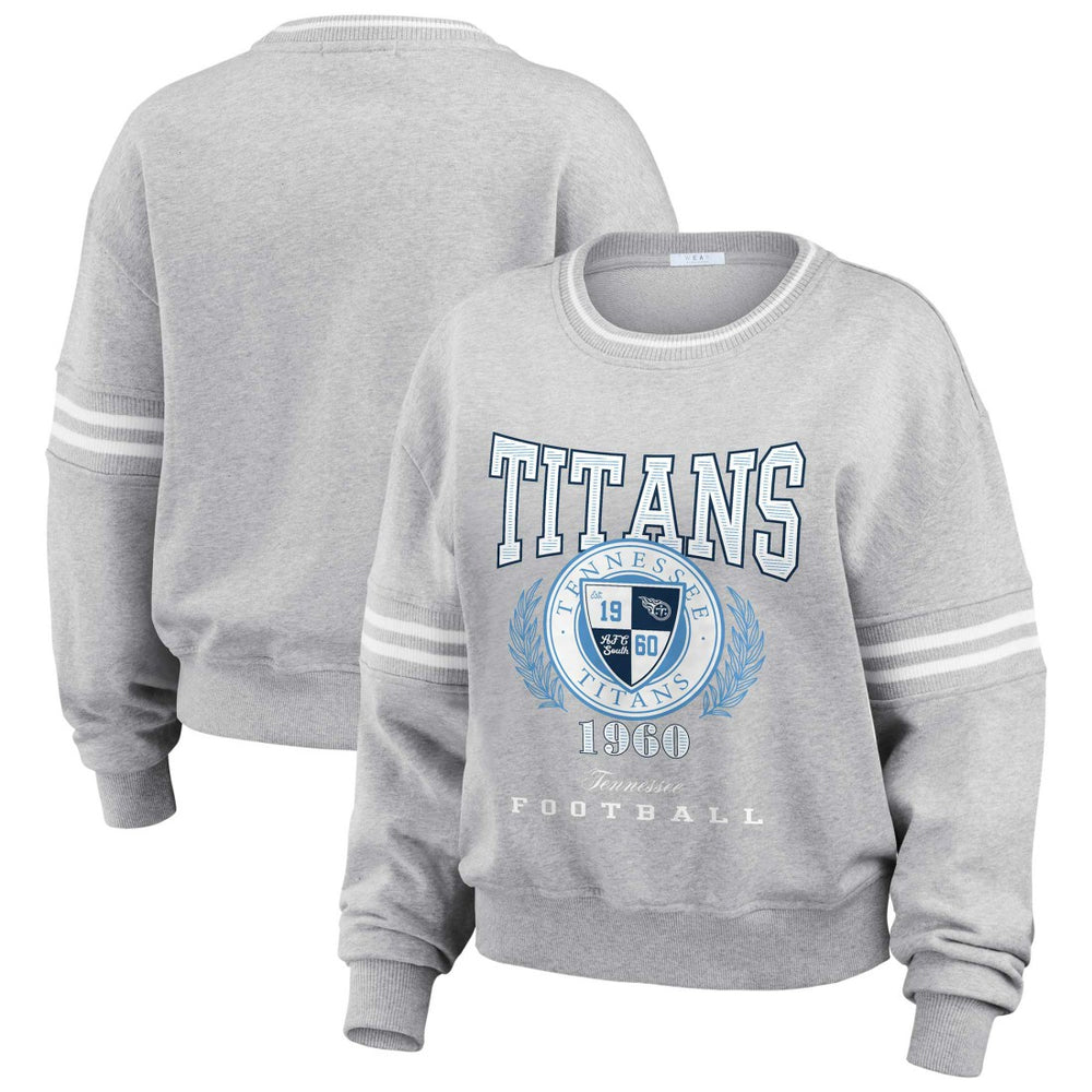 Tennessee Titans WEAR by Erin Andrews Women's Cropped Pullover Sweatshirt Heather Gray