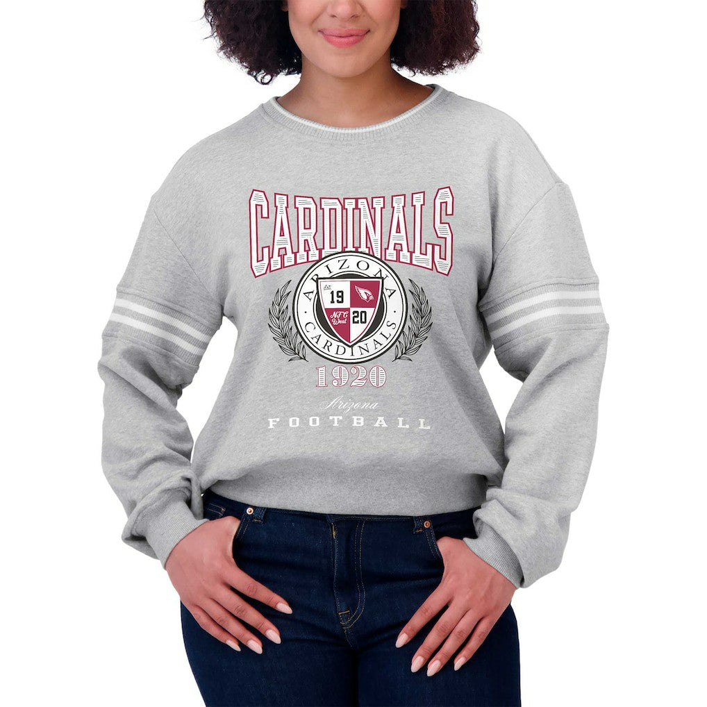 Arizona Cardinals WEAR by Erin Andrews Women's Cropped Pullover Sweatshirt Heather Gray
