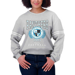 Carolina Panthers WEAR by Erin Andrews Women's Cropped Pullover Sweatshirt Heather Gray