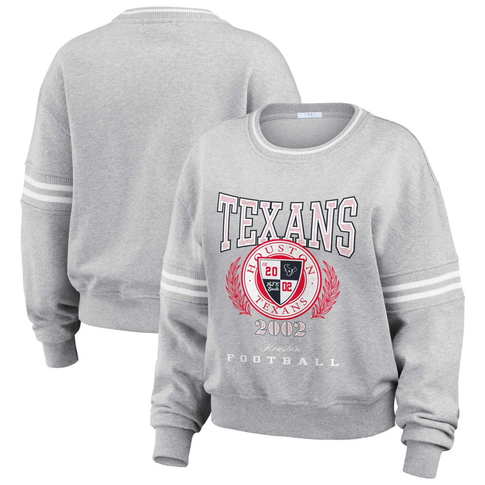 Houston Texans WEAR by Erin Andrews Women's Cropped Pullover Sweatshirt Heather Gray