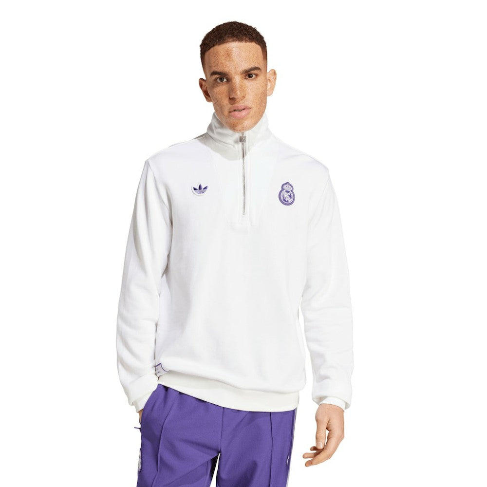 Real Madrid Originals Terrace Icons Collection Half-Zip Top White - Adidas sale