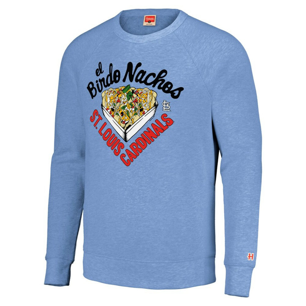St. Louis Cardinals MLB x Guy Fieri’s Flavortown Unisex Tri-Blend Pullover Sweatshirt - Light Blue - MLB Discount