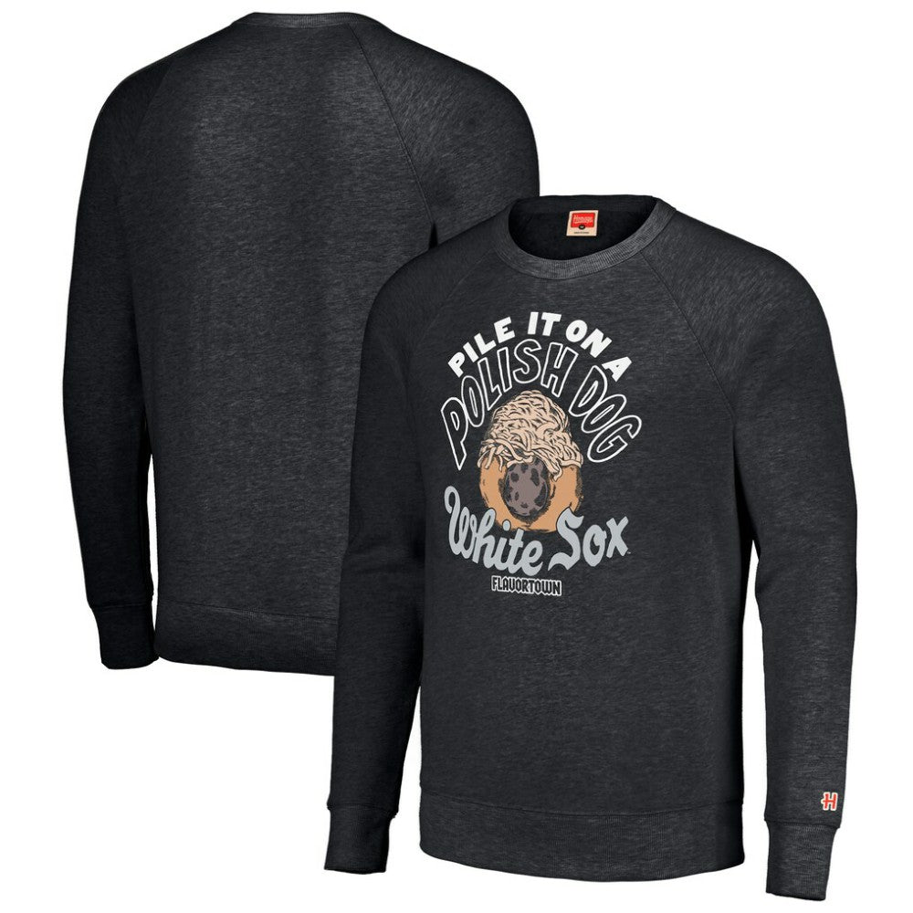 Chicago White Sox MLB x Guy Fieri’s Flavortown Unisex Tri-Blend Pullover Sweatshirt - Charcoal - MLB Lifestyle