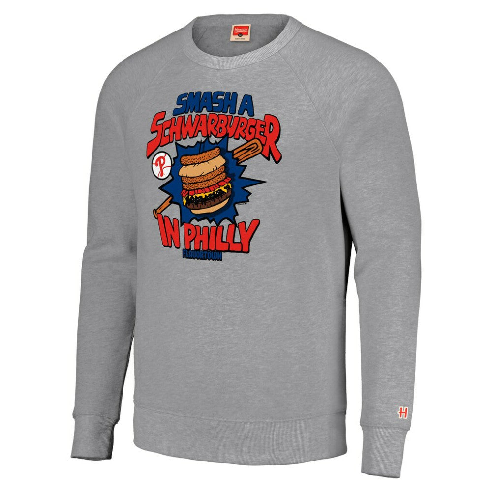 Philadelphia Phillies MLB x Guy Fieri’s Flavortown Unisex Tri-Blend Pullover Sweatshirt - Gray - MLB Discount