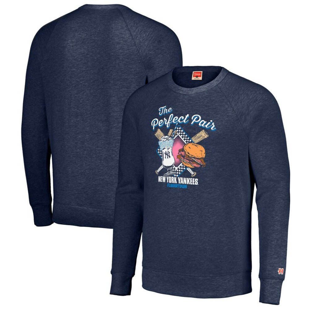 New York Yankees MLB x Guy Fieri’s Flavortown Unisex Tri-Blend Pullover Sweatshirt - Navy - MLB Online