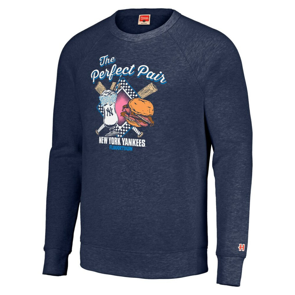 New York Yankees MLB x Guy Fieri’s Flavortown Unisex Tri-Blend Pullover Sweatshirt - Navy - MLB Online