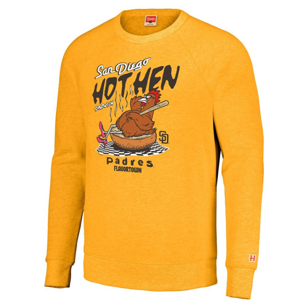 San Diego Padres MLB x Guy Fieri’s Flavortown Unisex Tri-Blend Pullover Sweatshirt - Gold - MLB on Sale