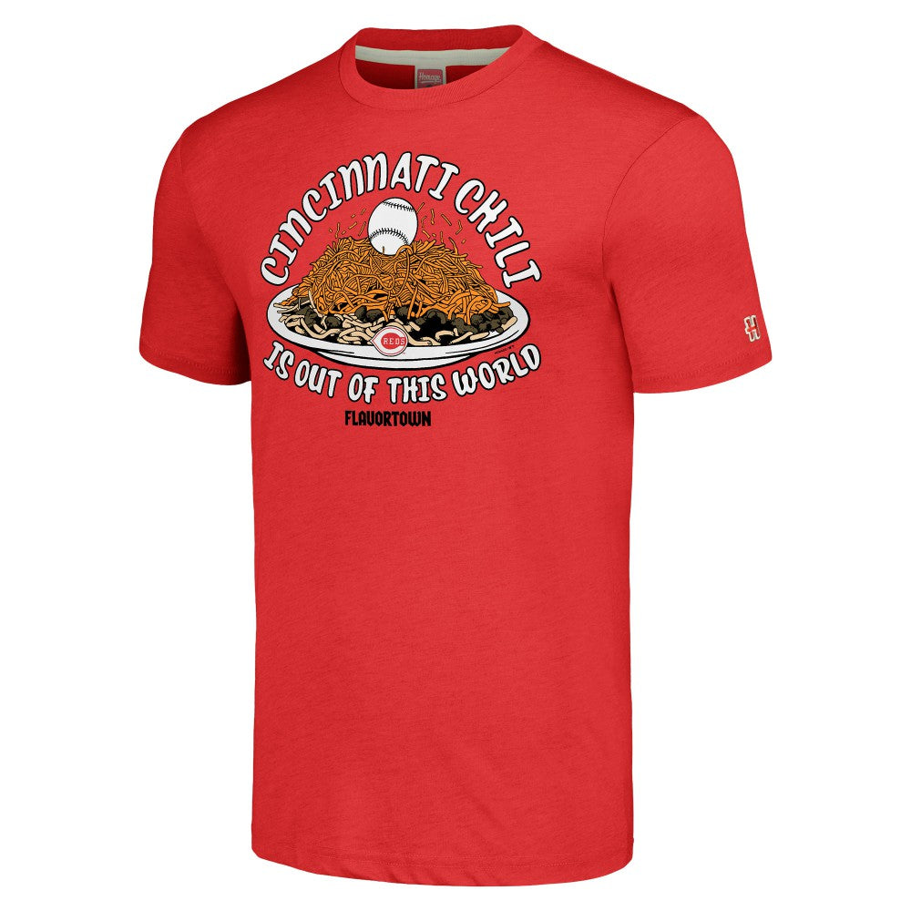 Cincinnati Reds MLB x Guy Fieri’s Flavortown Unisex Tri-Blend T-Shirt - Red - MLB Discount