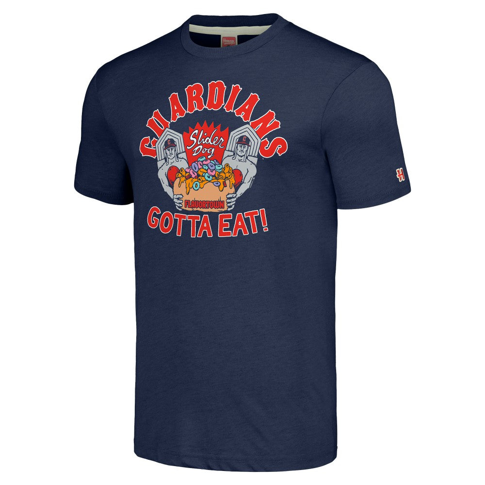 Cleveland Guardians MLB x Guy Fieri’s Flavortown Unisex Tri-Blend T-Shirt - Navy - MLB on Sale