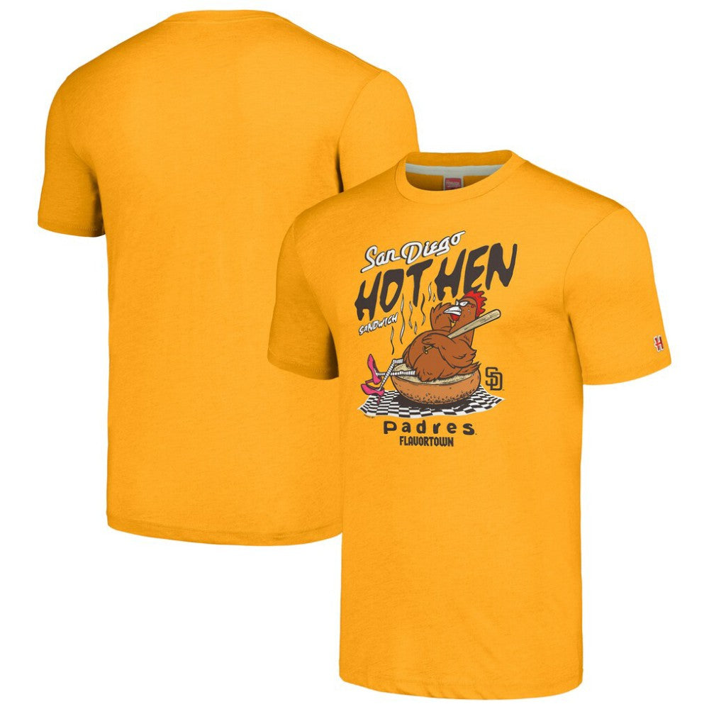 San Diego Padres MLB x Guy Fieri’s Flavortown Unisex Tri-Blend T-Shirt - Gold - MLB Discount