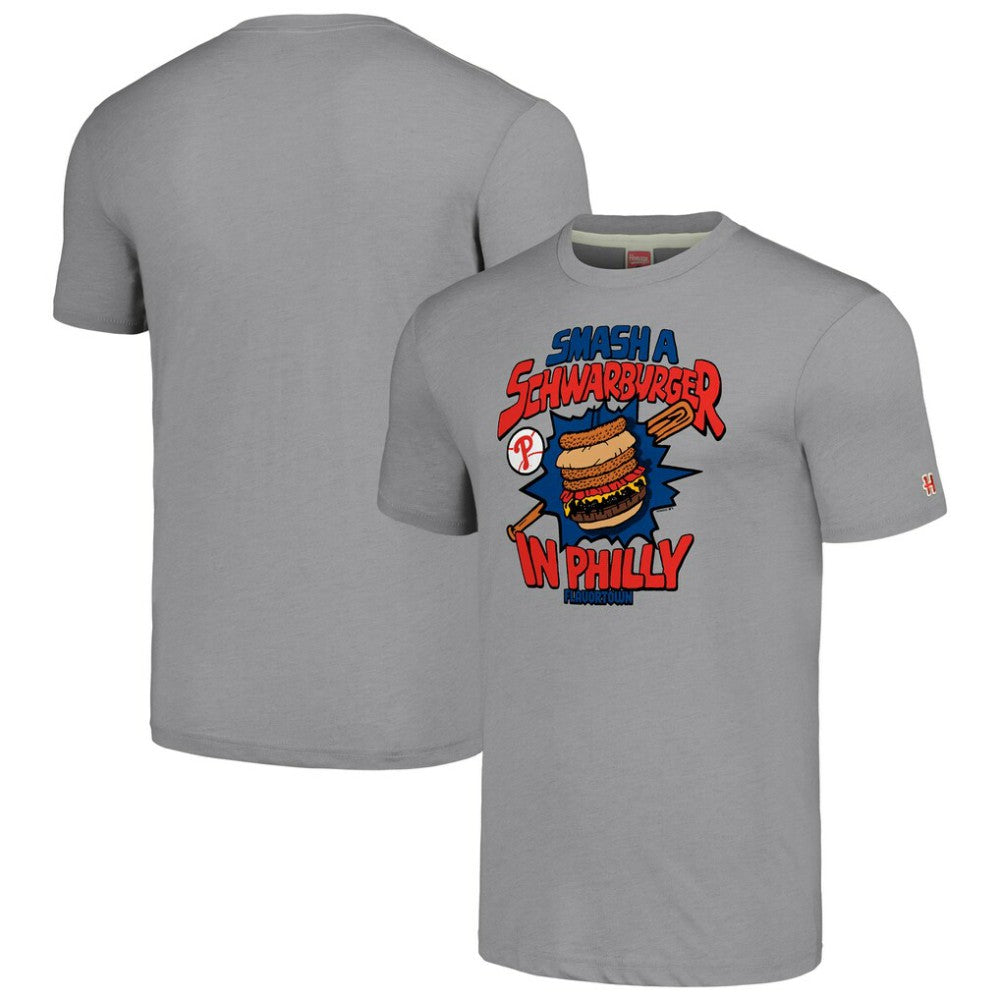 Philadelphia Phillies MLB x Guy Fieri’s Flavortown Unisex Tri-Blend T-Shirt - Gray - MLB on Sale