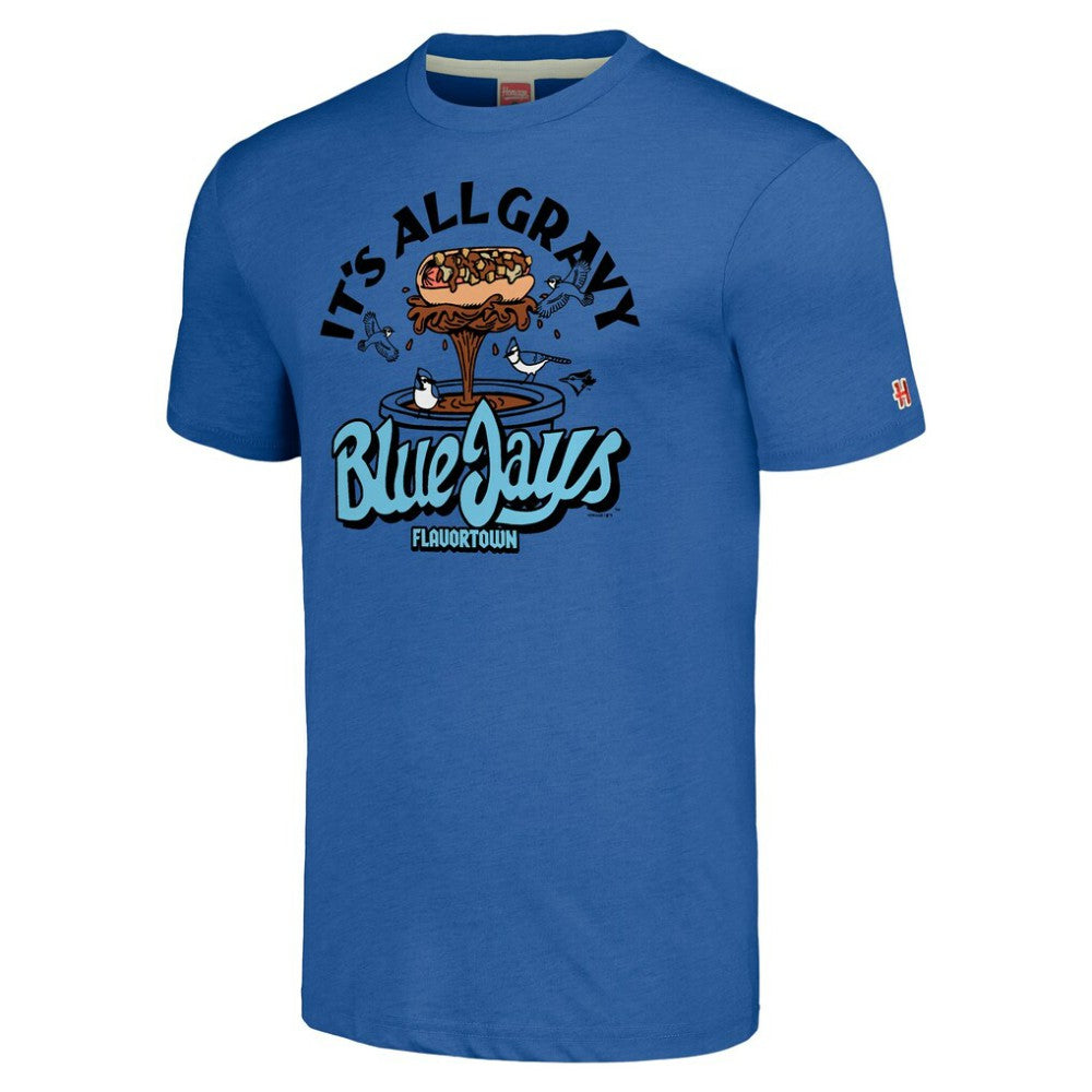 Toronto Blue Jays MLB x Guy Fieri’s Flavortown Unisex Tri-Blend T-Shirt - Royal - MLB Lifestyle