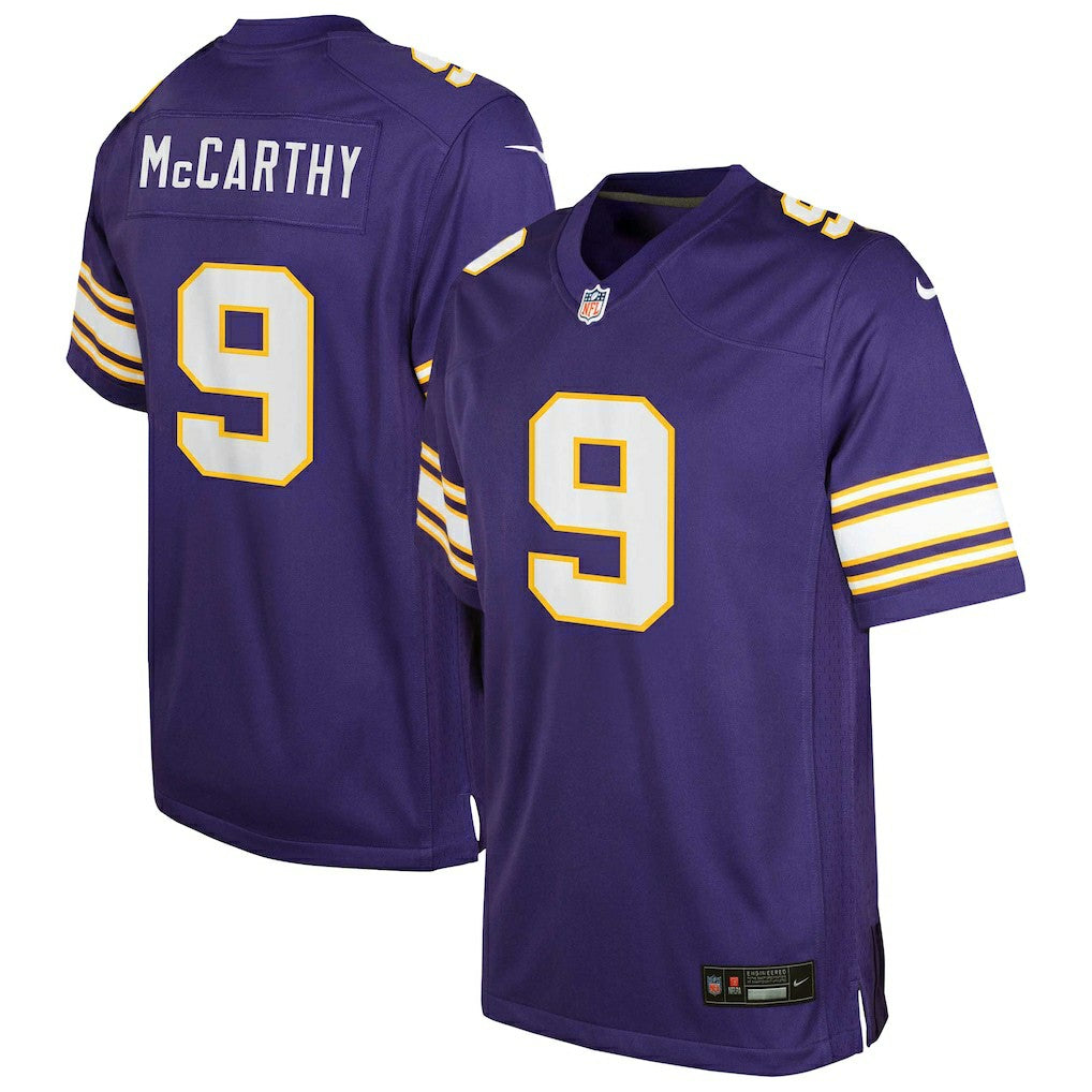Nike J.J. McCarthy Minnesota Vikings Youth Game Jersey Purple
