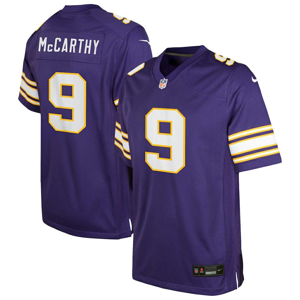 Nike J.J. McCarthy Minnesota Vikings Youth Game Jersey Purple