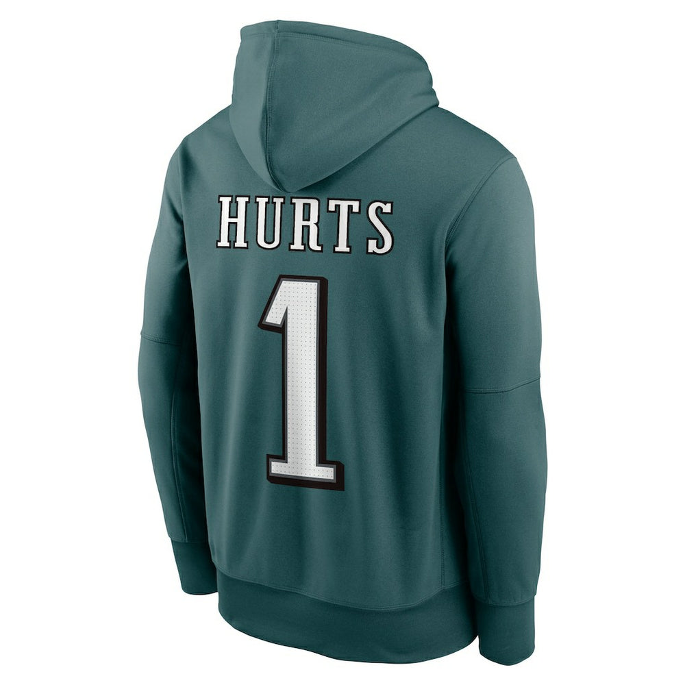 Nike Jalen Hurts Philadelphia Eagles Player Name & Number Therma Hoodie Midnight Green