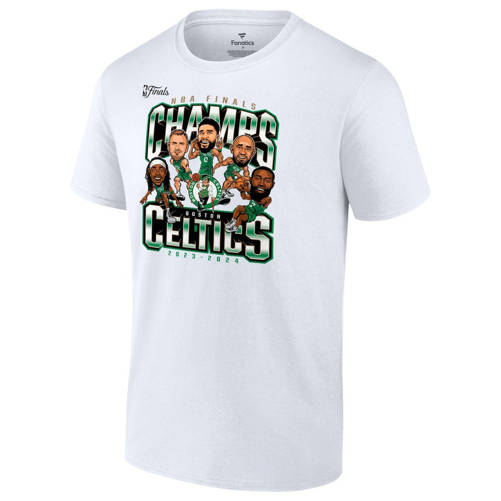 Boston Celtics 2024 NBA Finals Champions Pull Up Jumper Caricature T-Shirt White | Fanatics Near Me