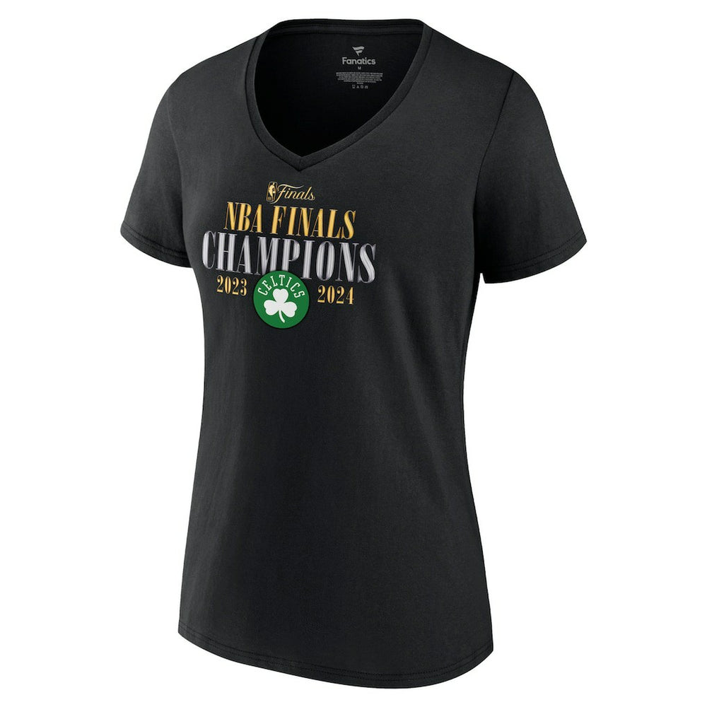 Boston Celtics Women's 2024 NBA Finals Champions Fade Away Jumper Roster Signature V-Neck T-Shirt Black | Fanatics