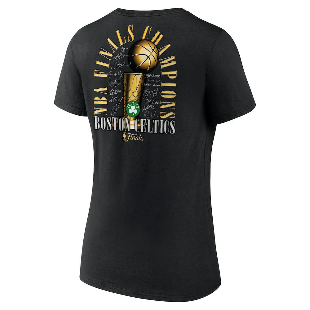 Boston Celtics Women's 2024 NBA Finals Champions Fade Away Jumper Roster Signature V-Neck T-Shirt Black | Fanatics