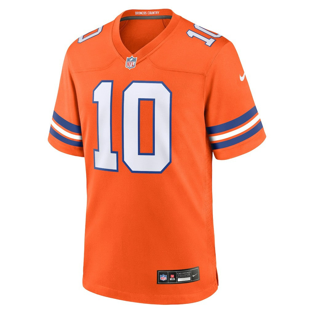Nike Bo Nix Denver Broncos Mile High Collection 1977 Throwback Player Game Jersey Orange