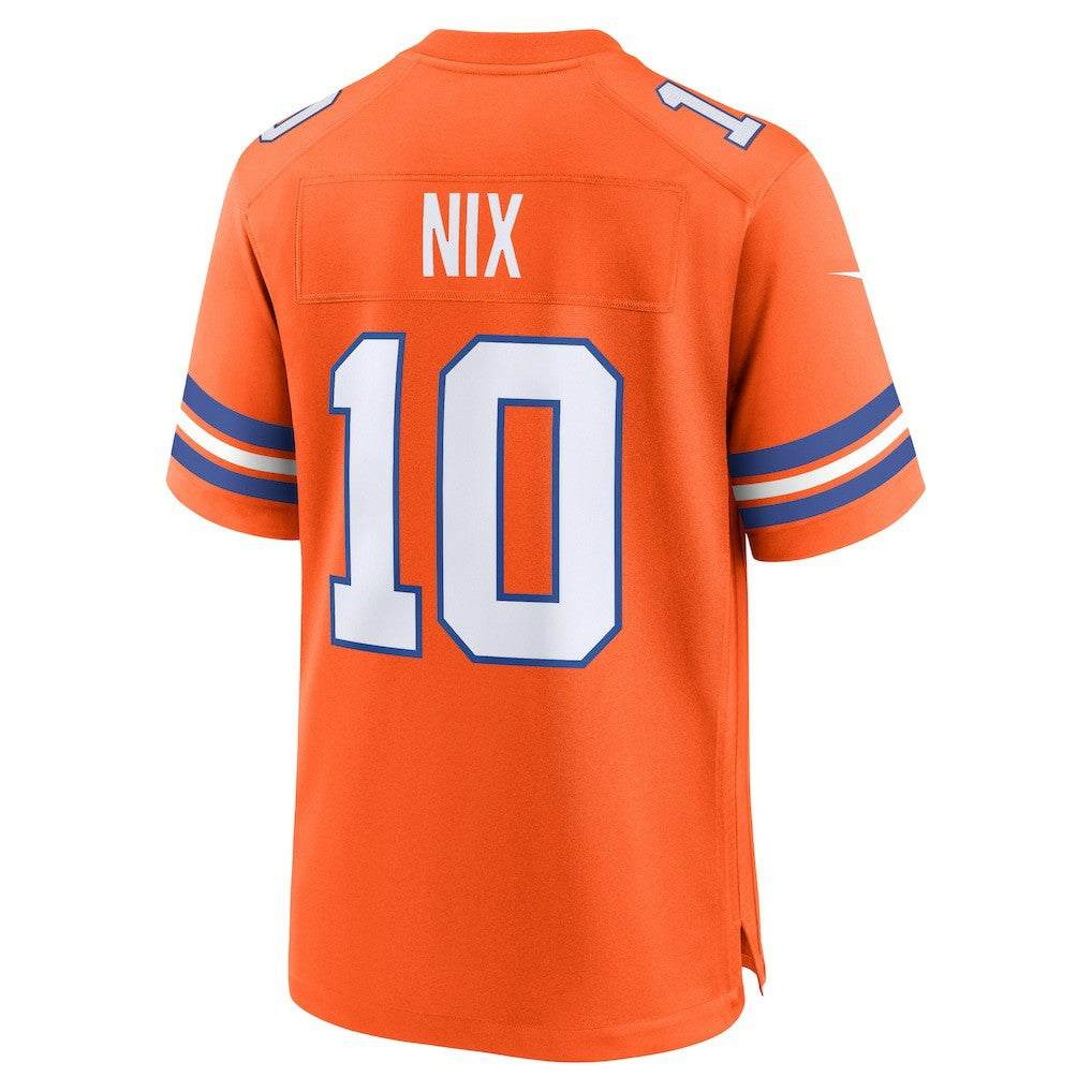 Nike Bo Nix Denver Broncos Mile High Collection 1977 Throwback Player Game Jersey Orange
