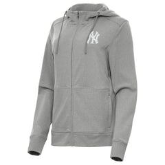 New York Yankees Antigua Women's Seeker Full-Zip Hoodie Jacket - Heather Gray - MLB Discount