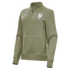 New York Mets Antigua Women's Crush Quarter-Zip Jacket - Olive - MLB Online