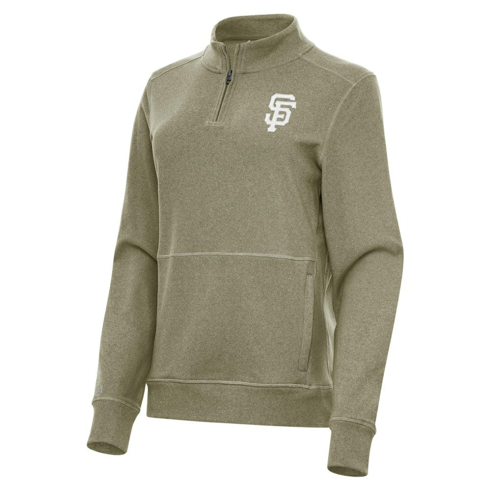San Francisco Giants Antigua Women's Crush Quarter-Zip Jacket - Olive - MLB Discount