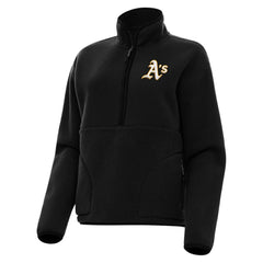 Athletics Antigua Women's Figure Half-Zip Sweatshirt - Black - MLB Discount