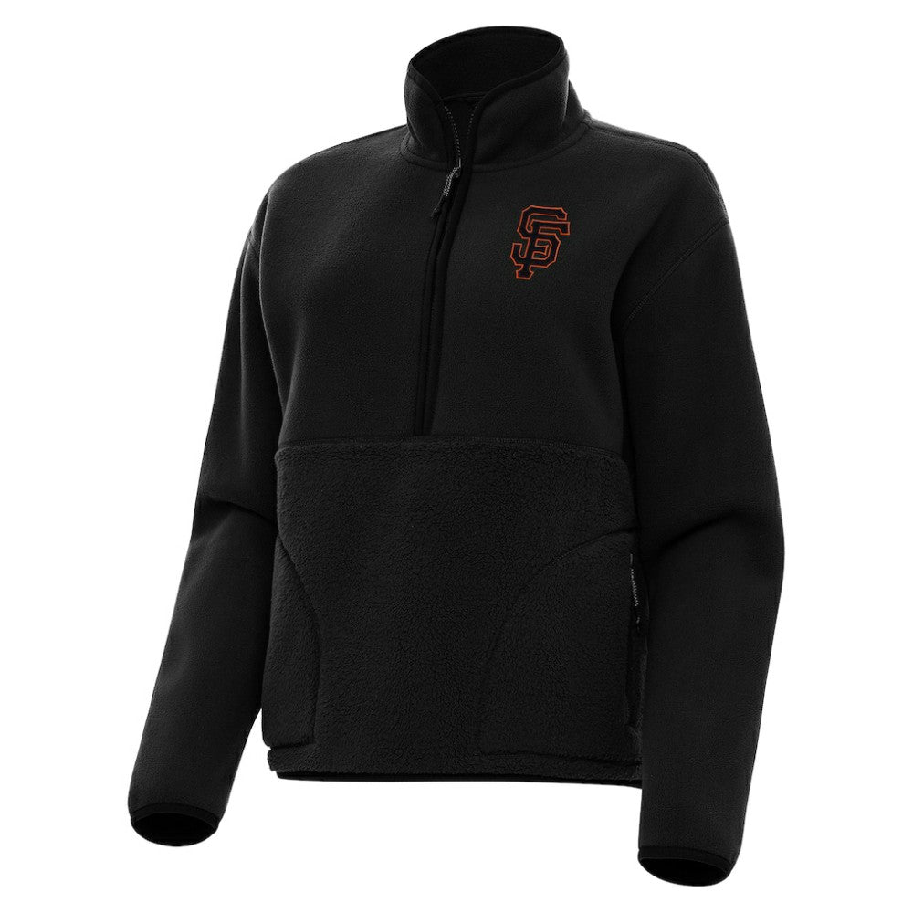 San Francisco Giants Antigua Women's Figure Half-Zip Sweatshirt - Black - MLB on Sale