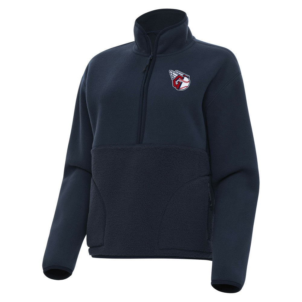 Cleveland Guardians Antigua Women's Figure Half-Zip Sweatshirt - Navy - MLB Lifestyle