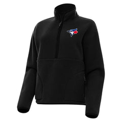 Toronto Blue Jays Antigua Women's Figure Half-Zip Sweatshirt - Black - MLB Lifestyle