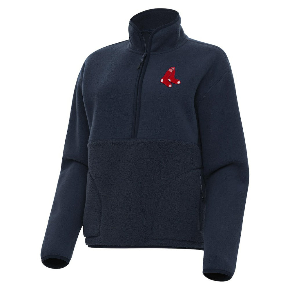 Boston Red Sox Antigua Women's Figure Half-Zip Sweatshirt - Navy - MLB on Sale