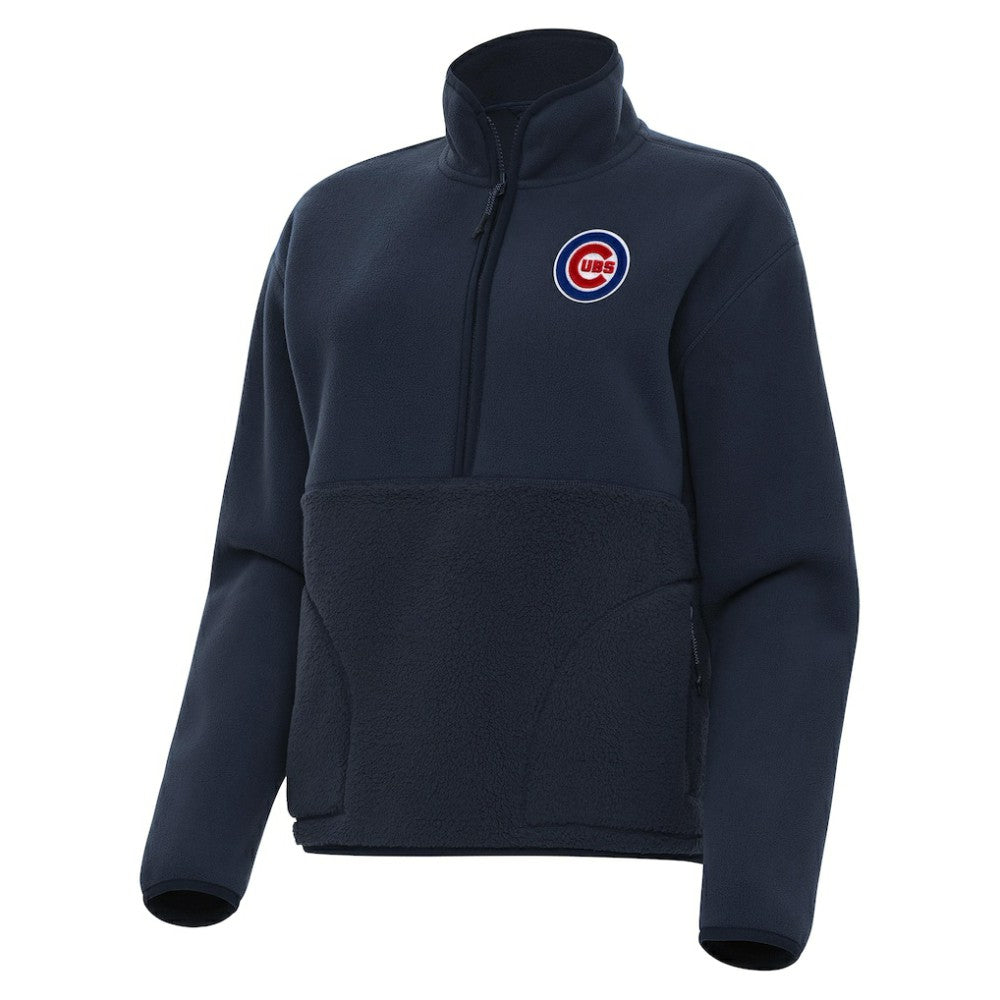 Chicago Cubs Antigua Women's Figure Half-Zip Sweatshirt - Navy - MLB Sale