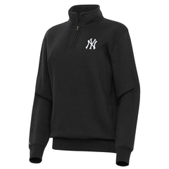 New York Yankees Antigua Women's Victory Quarter-Zip Sweatshirt - Black - MLB on Sale