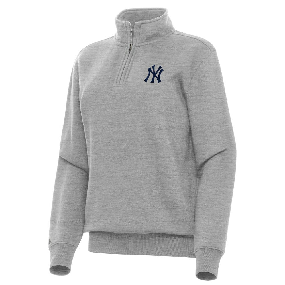 New York Yankees Antigua Women's Victory Quarter-Zip Sweatshirt - Heather Gray - MLB Sale