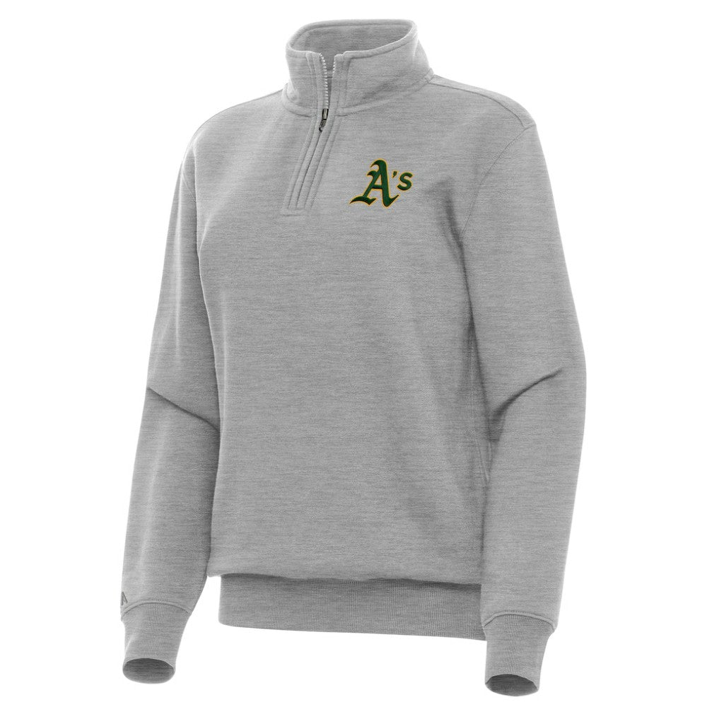 Athletics Antigua Women's Victory Quarter-Zip Sweatshirt - Heather Gray - MLB Discount