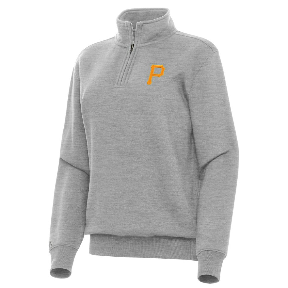 Pittsburgh Pirates Antigua Women's Victory Quarter-Zip Sweatshirt - Heather Gray - MLB on Sale